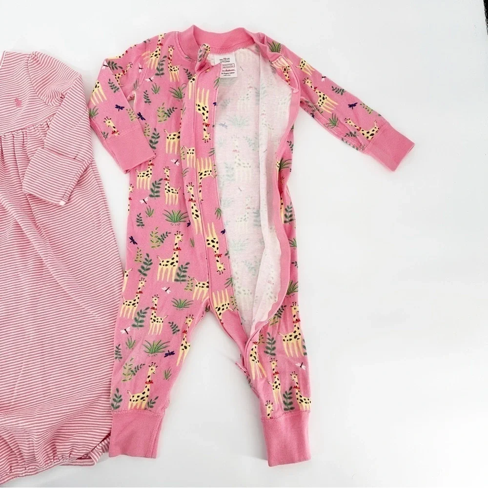 Hanna Andersson Giraffe Ralph Lauren Bundle Sleeping Gown Sleeper 6-12M